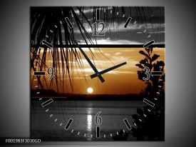 Wandklok op Glas Zonsondergang | Kleur: Sepia, Bruin | F001983CGD