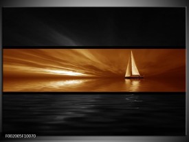 Foto canvas schilderij Boot | Sepia, Bruin