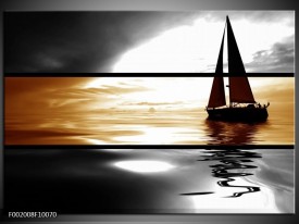 Glas schilderij Boot | Sepia, Bruin