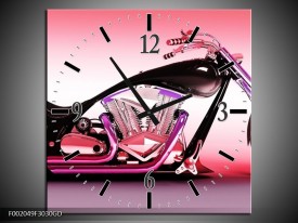 Wandklok op Glas Motor | Kleur: Paars, Roze, Zwart | F002049CGD