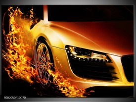 Foto canvas schilderij Auto | Oranje, Goud, Zwart