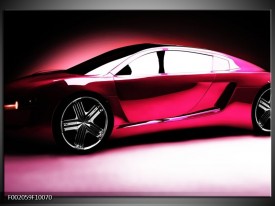 Glas schilderij Auto | Roze, Zwart, Wit