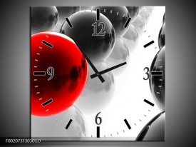Wandklok op Glas Ballen | Kleur: Rood, Zwart, Wit | F002073CGD