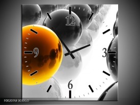 Wandklok op Glas Ballen | Kleur: Oranje, Zwart, Wit | F002076CGD