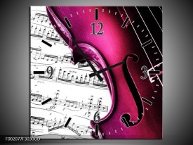 Wandklok op Glas Instrument | Kleur: Zwart, Wit, Roze | F002077CGD