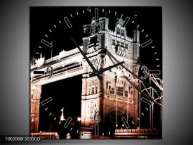 Wandklok op Glas London | Kleur: Bruin, Zwart, Wit | F002088CGD