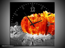 Wandklok op Glas Macro | Kleur: Zwart, Grijs, Oranje | F002092CGD