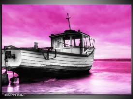 Foto canvas schilderij Boot | Zwart, Wit, Paars