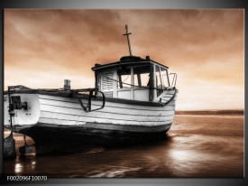 Foto canvas schilderij Boot | Zwart, Wit, Bruin