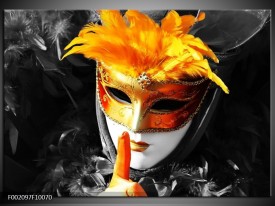 Foto canvas schilderij Masker | Zwart, Grijs, Oranje