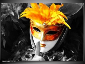 Foto canvas schilderij Masker | Zwart, Grijs, Oranje
