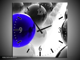 Wandklok op Glas Ballen | Kleur: Zwart, Wit, Blauw | F002105CGD