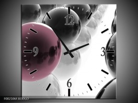 Wandklok op Glas Ballen | Kleur: Zwart, Wit, Bruin | F002106CGD