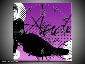 Wandklok op Glas Audrey | Kleur: Zwart, Wit, Paars | F002151CGD