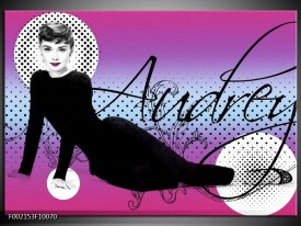 Foto canvas schilderij Audrey | Zwart, Wit, Paars