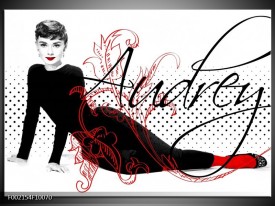 Foto canvas schilderij Audrey | Zwart, Wit, Rood