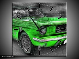 Wandklok op Canvas Ford | Kleur: Grijs, Groen | F002196C