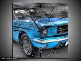 Wandklok op Glas Mustang | Kleur: Zwart, Grijs, Blauw | F002198CGD