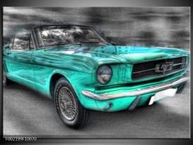 Glas schilderij Mustang | Zwart, Grijs, Blauw