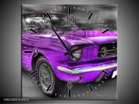 Wandklok op Glas Mustang | Kleur: Zwart, Grijs, Paars | F002200CGD