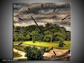 Wandklok op Glas Tuinen | Kleur: Grijs, Zwart, Groen | F002238CGD