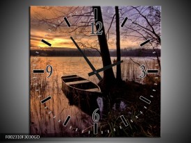 Wandklok op Glas Natuur | Kleur: Geel, Zwart, Blauw | F002310CGD