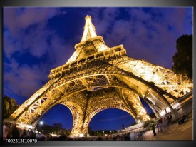 Foto canvas schilderij Eiffeltoren | Blauw, Geel, Wit