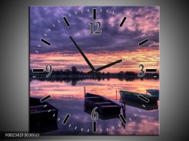 Wandklok op Glas Boot | Kleur: Paars, Wit, Zwart | F002342CGD