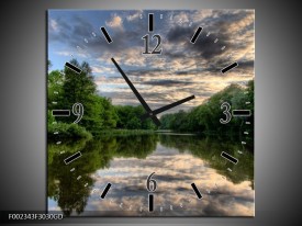 Wandklok op Glas Natuur | Kleur: Groen, Grijs, Wit | F002343CGD