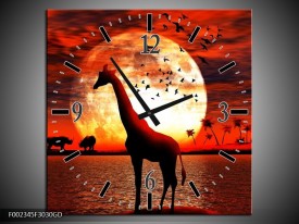 Wandklok op Glas Dieren | Kleur: Rood, Wit, Zwart | F002345CGD