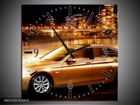 Wandklok op Glas BMW | Kleur: Geel, Goud, Zwart | F002356CGD