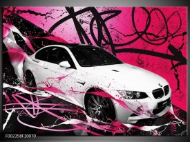 Foto canvas schilderij BMW | Paars, Rood, Wit