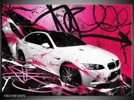 Glas schilderij BMW | Paars, Rood, Wit