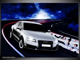 Glas schilderij Audi | Grijs, Blauw, Rood