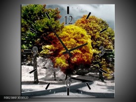 Wandklok op Glas Boom | Kleur: Groen, Geel, Wit | F002384CGD