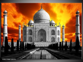 Foto canvas schilderij Taj Mahal | Oranje, Zwart, Grijs