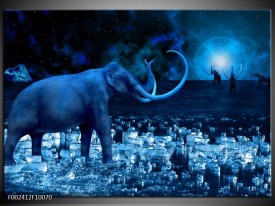 Foto canvas schilderij Olifant | Blauw, Wit, Zwart