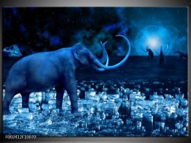 Foto canvas schilderij Olifant | Blauw, Wit, Zwart