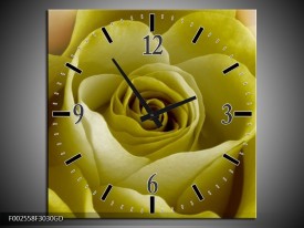 Wandklok op Glas Roos | Kleur: Groen, Wit, Zwart | F002558CGD