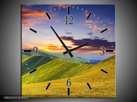 Wandklok op Glas Natuur | Kleur: Groen, Geel, Blauw | F002625CGD