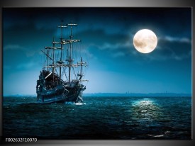 Foto canvas schilderij Boot | Blauw, Wit, Zwart