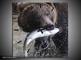 Wandklok op Glas Beer | Kleur: Bruin, Zwart, Grijs | F002719CGD