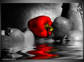 Foto canvas schilderij Paprika | Rood, Grijs, Zwart