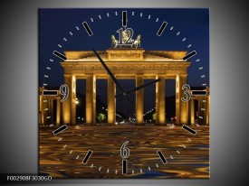 Wandklok op Glas Berlijn | Kleur: Geel, Bruin, Zwart | F002908CGD