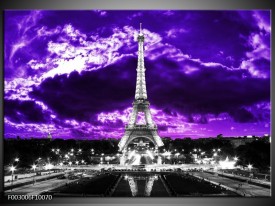 Foto canvas schilderij Eiffeltoren | Grijs, Paars, Zwart
