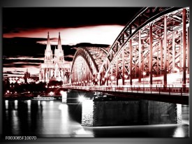 Foto canvas schilderij Brug | Rood, Zwart, Wit