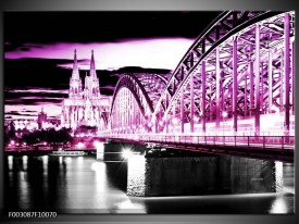 Foto canvas schilderij Brug | Paars, Zwart, Grijs