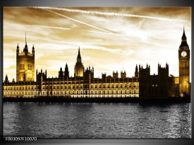 Foto canvas schilderij Londen | Geel, Zwart, Wit