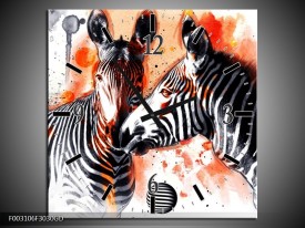 Wandklok op Glas Zebra | Kleur: Rood, Zwart, Wit | F003106CGD