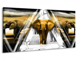 Canvas schilderij Olifant | Geel, Wit, Grijs | 170x90cm 1Luik